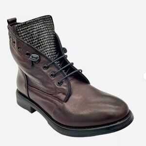 ankle boot made in Italy 5.5, 6 black leather studded bling tongue